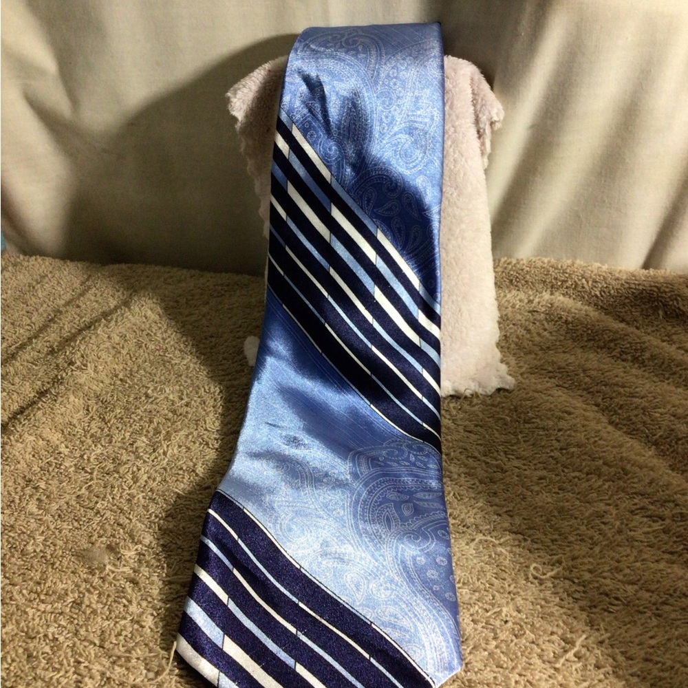 Men's Blue Paisley & Stripe Silk Tie